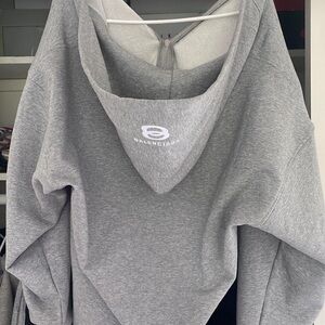 Balenciaga Light Gray Logo Hooded Sweatshirt